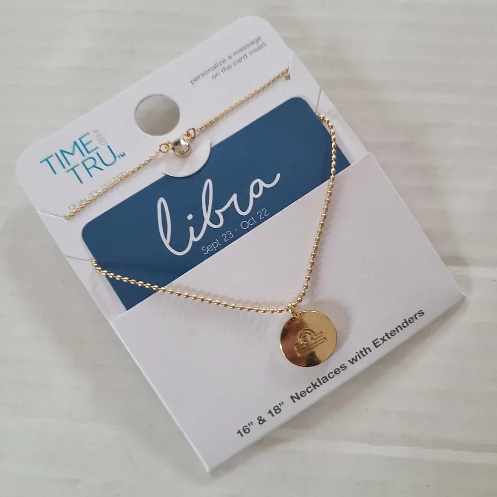 Libra Zodiac Pendant and crystal pendant Necklace 2 piece NEW style gift
